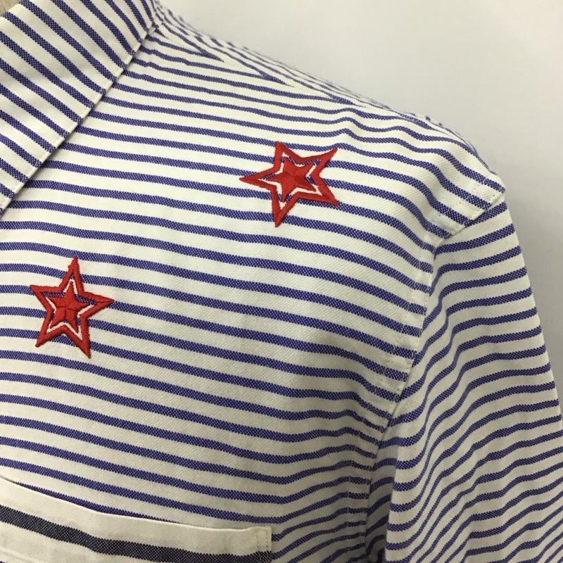 ウィズリミテッド WHIZ LIMITED シャツ、ブラウス 長袖 長袖シャツ カラーシャツ ポケットシャツ 長袖カットソー ボーダーシャツ 4L ボーダー柄 白 / ホワイト / X 青 / ブルー /  メンズ USED 古着 中古 10111743