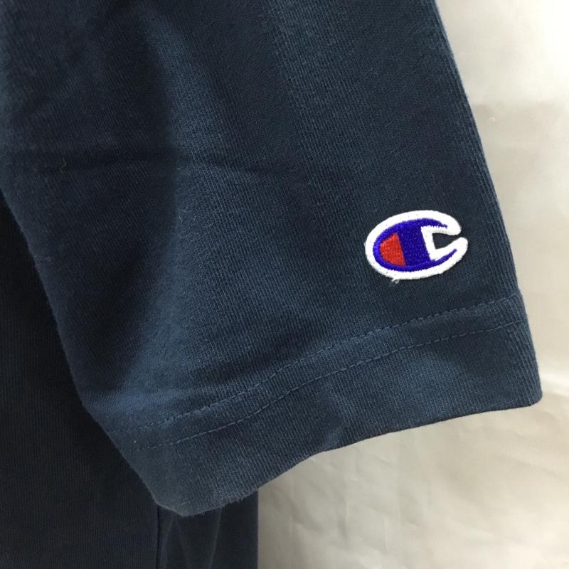チャンピオン Champion Tシャツ 半袖 半袖カットソー プリントTシャツ クルーネックカットソー M ロゴ、文字 紺 / ネイビー /  メンズ USED 古着 中古 10113292