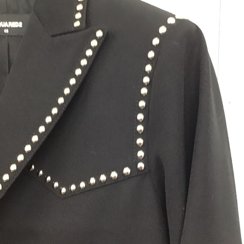 ディースクエアード2 DSQUARED2 ジャケット、上着 ジャケット、ブレザー s74aa0280 スタッズセミロングコート アウター スタッズジャケット 46 無地 黒 / ブラック /  メンズ USED 古着 中古 10142087