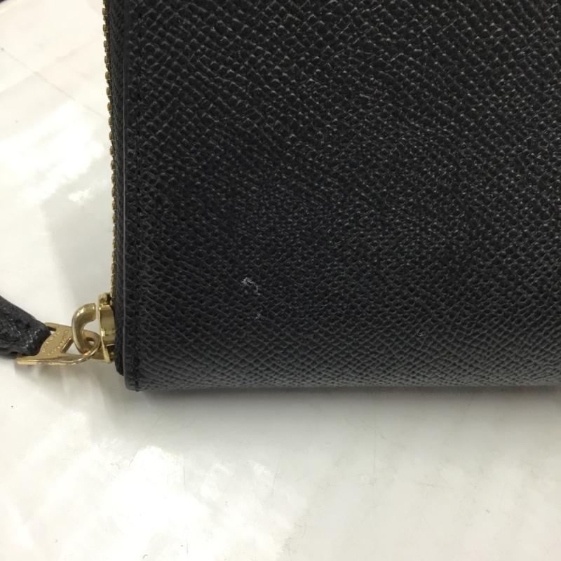 コーチ COACH 財布 長財布 57713 ラウンドファスナー ロゴ、文字 黒 / ブラック / X 金 / ゴールド /  レディース USED 古着 中古 10109389