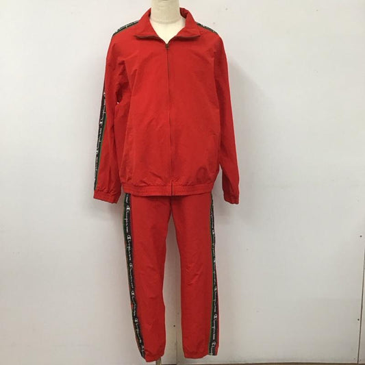 チャンピオン Champion セットアップ セットアップ ジップアップジャケット ナイロンパンツ セットアップ 2点セット XL ロゴ、文字 赤 / レッド /  メンズ USED 古着 中古 10112065