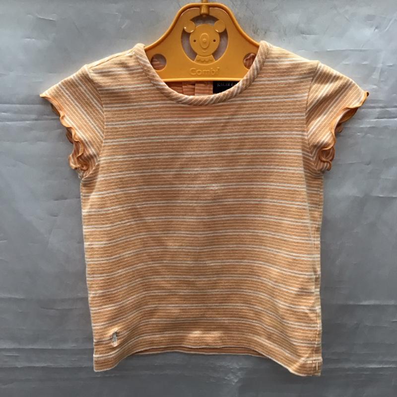 ラルフローレン RALPHLAUREN Tシャツ 半袖 90cm ベビー ボーダー 90cm ワンポイント 橙 / オレンジ / X 白 / ホワイト /  ガールズ USED 古着 中古 10116903