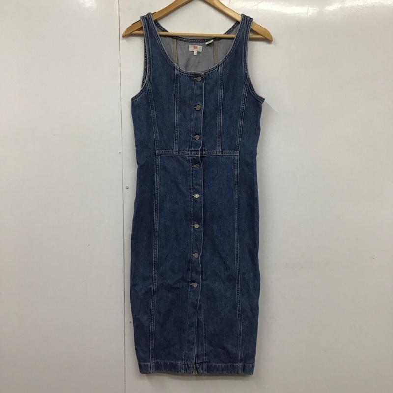 リーバイス Levi s ワンピース ロングスカート 85386-0001 ノースリーブ フロントボタン デニムワンピース S 無地 水色 / ライトブルー /  レディース USED 古着 中古 10131523