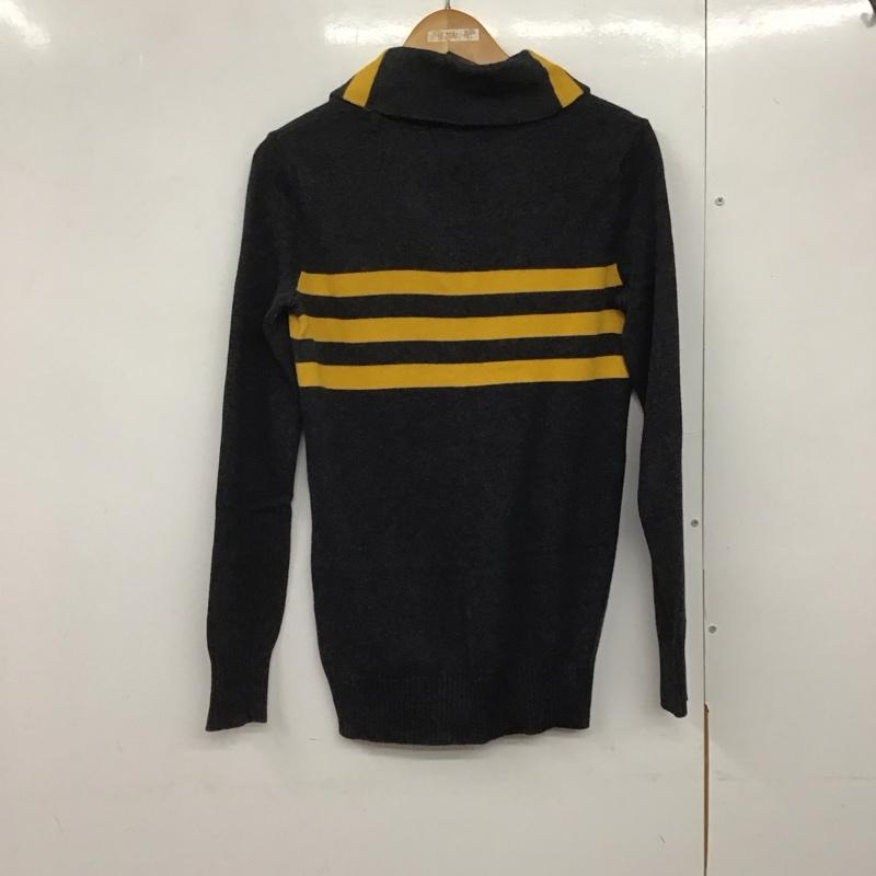 ポロジーンズカンパニー POLO JEANS COMPANY ニット、セーター 長袖 KR-WJ-YW2164 ショールカラー S ボーダー柄 ダークグレー / ダークグレー / X 黄 / イエロー /  レディース USED 古着 中古 10143842