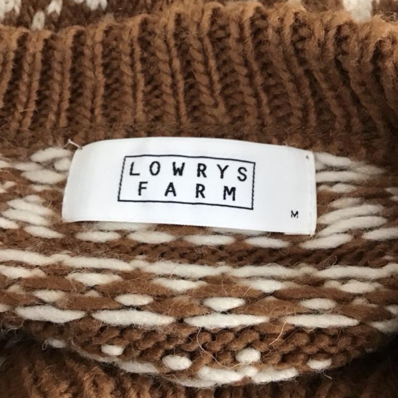 ローリーズファーム LOWRYS FARM ニット、セーター 長袖 LF617203TS クルーネック M 総柄 茶 / ブラウン / X アイボリー / アイボリー /  レディース USED 古着 中古 10120822