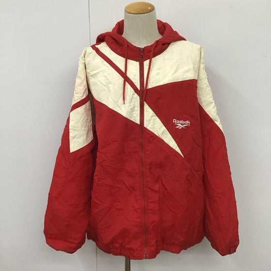 リーボック Reebok ジャケット、上着 ジャンパー、ブルゾン ジップアップジャケット ジップアップパーカー アウター ナイロンジャケット ロゴ、文字 白 / ホワイト / X 赤 / レッド /  メンズ USED 古着 中古 10107236