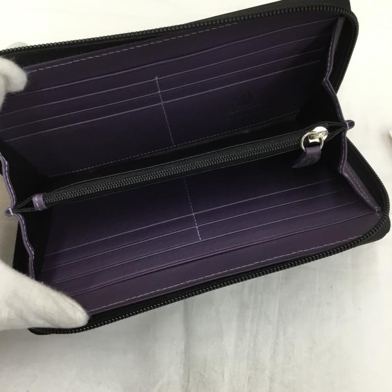 エッティンガー ETTINGER 財布 長財布 無地 黒 / ブラック / X 紫 / パープル /  メンズ USED 古着 中古 10120975