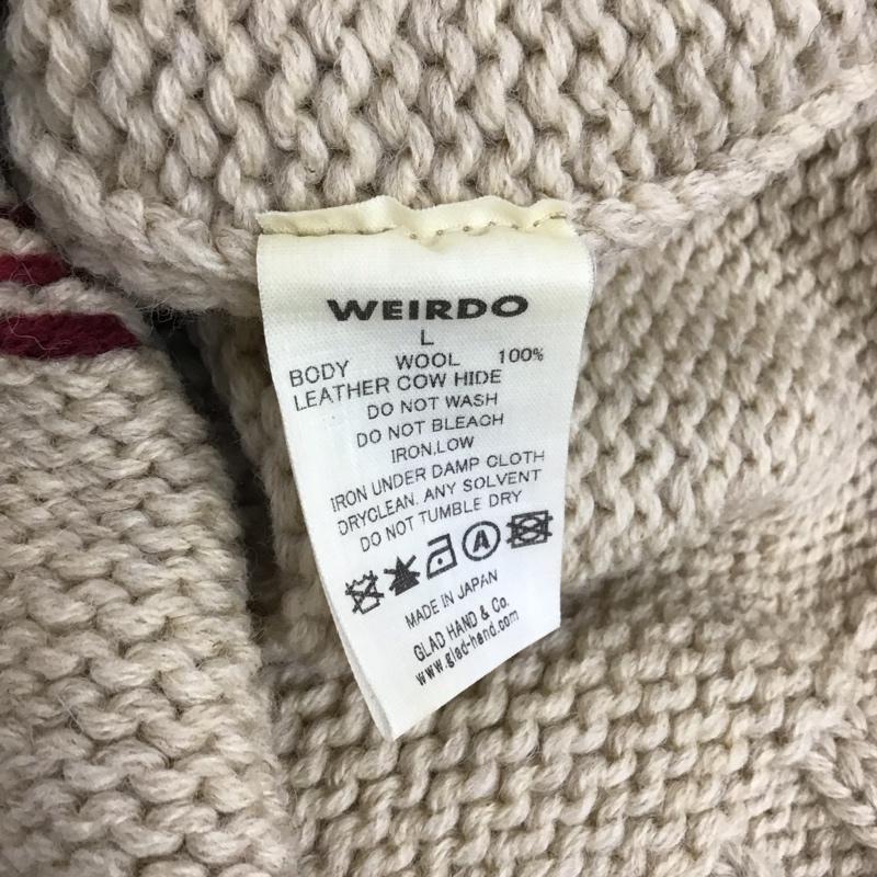 ウィアード WEIRDO カーディガン 長袖 ウルフ 日本製 ニット L  マルチカラー / マルチカラー /  メンズ USED 古着 中古 10115070