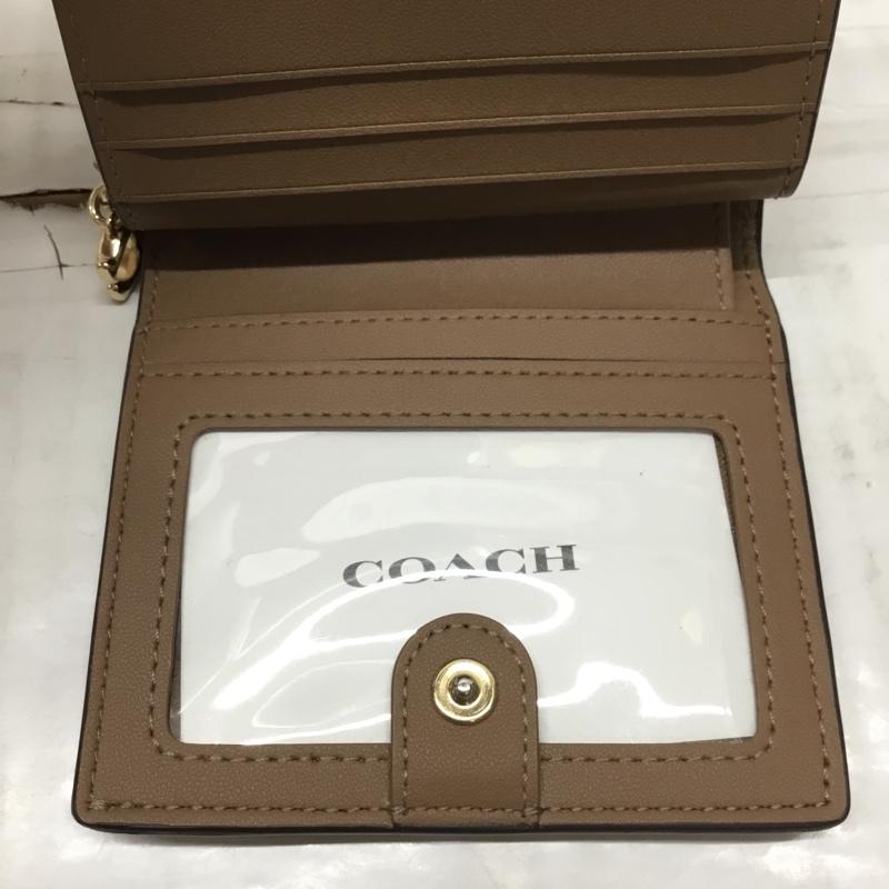 コーチ COACH 財布 二つ折り ロゴ、文字 ベージュ / ベージュ /  レディース USED 古着 中古 10109759