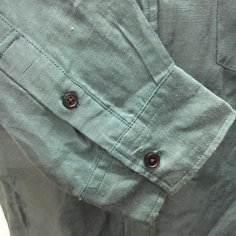 インヘリット INHERIT シャツ、ブラウス 長袖 20-050-720-6015-1-0 BELGIAN LINEN BLEND レギュラーシャツ XL 無地 緑 / グリーン /  メンズ USED 古着 中古 10121019