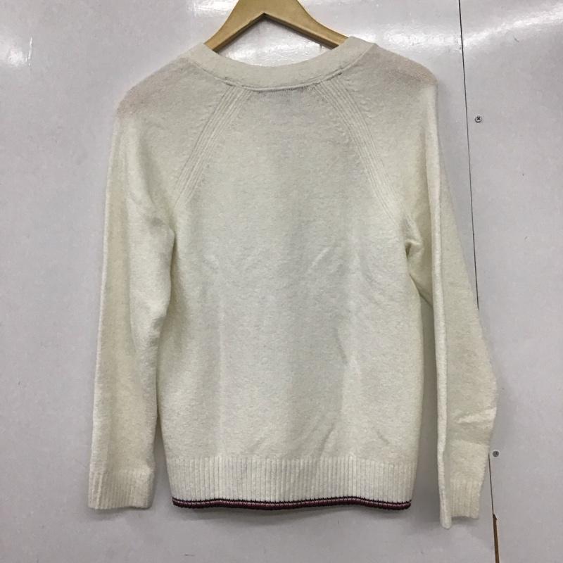 トミーヒルフィガー TOMMY HILFIGER ニット、セーター 長袖 Vネック S ワンポイント 白 / ホワイト /  レディース USED 古着 中古 10142149