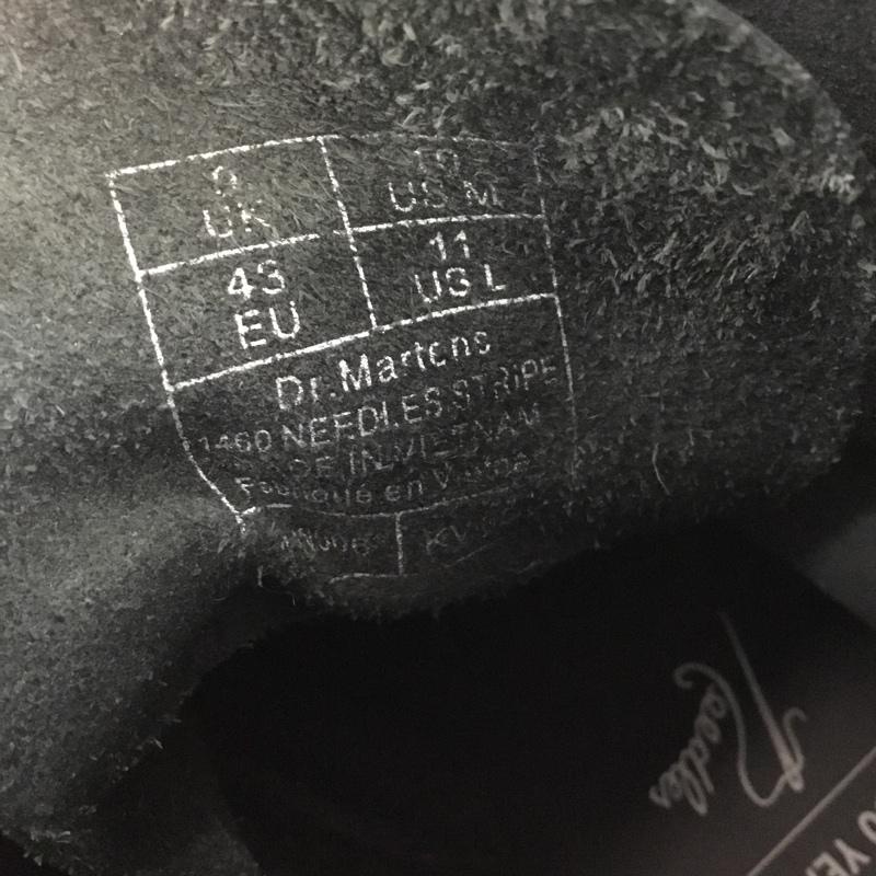 ドクターマーチン Dr.Martens ブーツ ショートブーツ NEEDLES ニードルズ 1460 8ホール UK9 US：10  黒 / ブラック / X 紫 / パープル /  メンズ USED 古着 中古 10147714