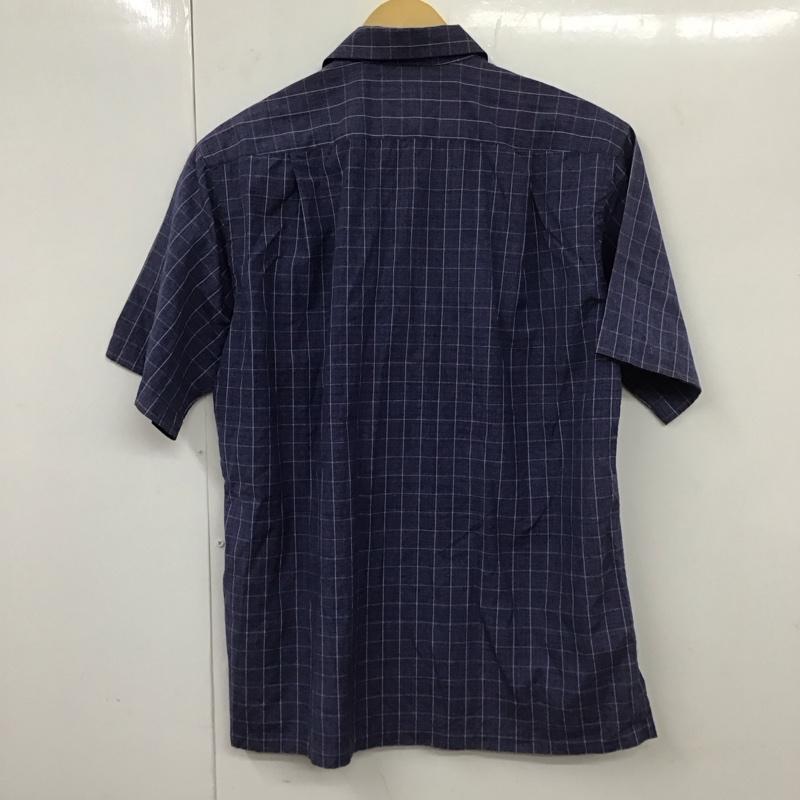 ランバン LANVIN シャツ、ブラウス 半袖 半袖シャツ チェックシャツ カラーシャツ M チェック インディゴ / インディゴ /  メンズ USED 古着 中古 10131164