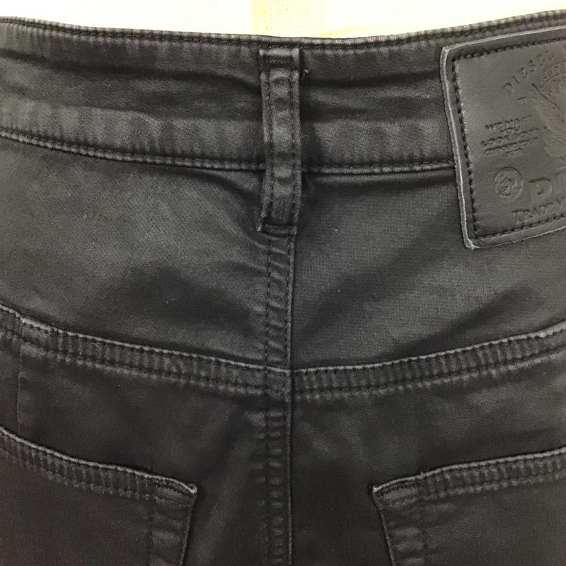 ディーゼル DIESEL スカート ひざ丈スカート D-PAU-SP-NE フロントスリット ストレッチ 無地 黒 / ブラック /  レディース USED 古着 中古 10110871
