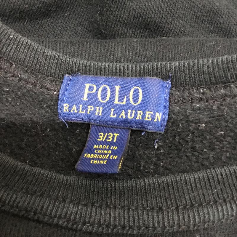 ポロラルフローレン POLO RALPH LAUREN トレーナー 長袖 長袖トレーナー スウェット クルーネック リブスウェットカットソー 3 プリント 黒 / ブラック /  ボーイズ USED 古着 中古 10116550