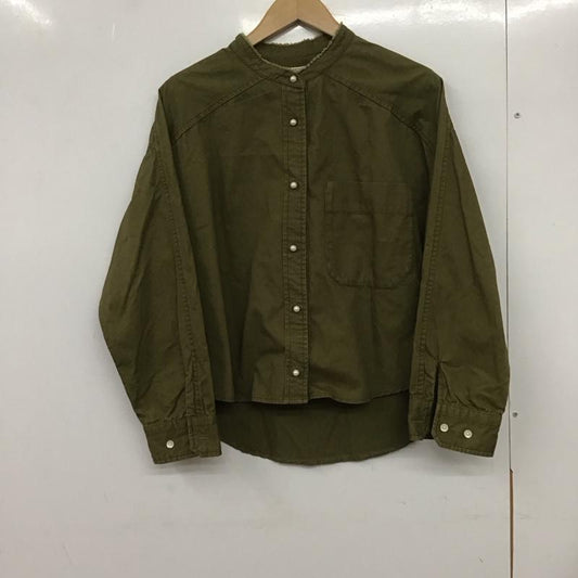 ブランク BLANK シャツ、ブラウス 長袖 長袖シャツ ノーカラーシャツ 前開きシャツ 38 無地 カーキ / カーキ /  レディース USED 古着 中古 10132936