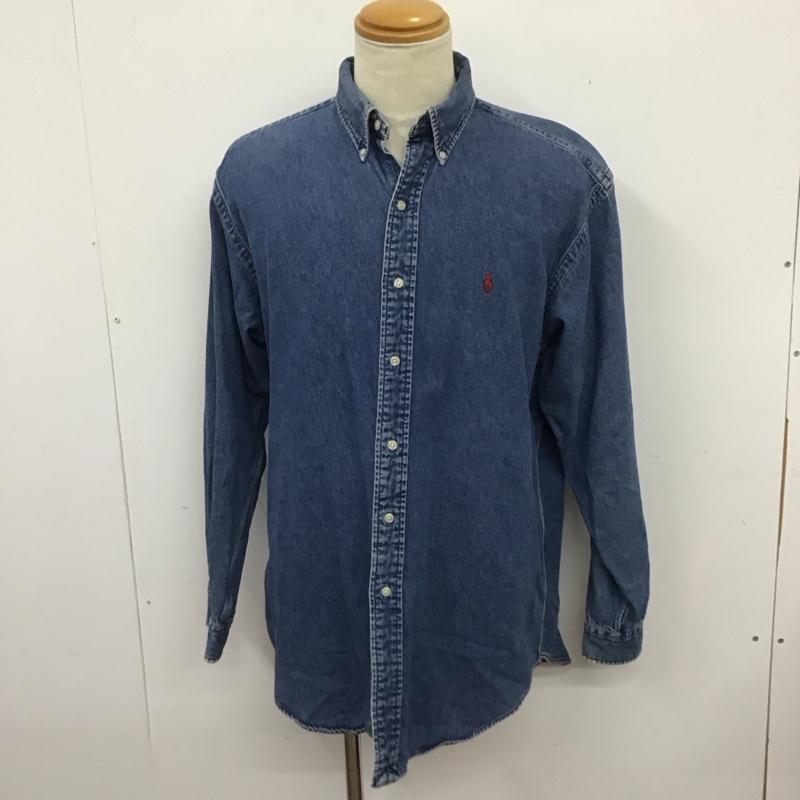 ラルフローレン RALPHLAUREN シャツ、ブラウス 長袖 長袖シャツ デニムシャツ カラーシャツ L ロゴ、文字 インディゴ / インディゴ /  メンズ USED 古着 中古 10126227