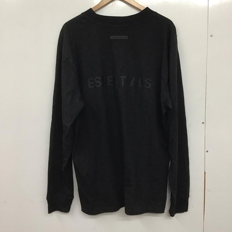 エッセンシャルズ ESSENTIALS Tシャツ 長袖 バックロゴ ロンT クルーネック L ロゴ、文字 黒 / ブラック /  レディース USED 古着 中古 10139614