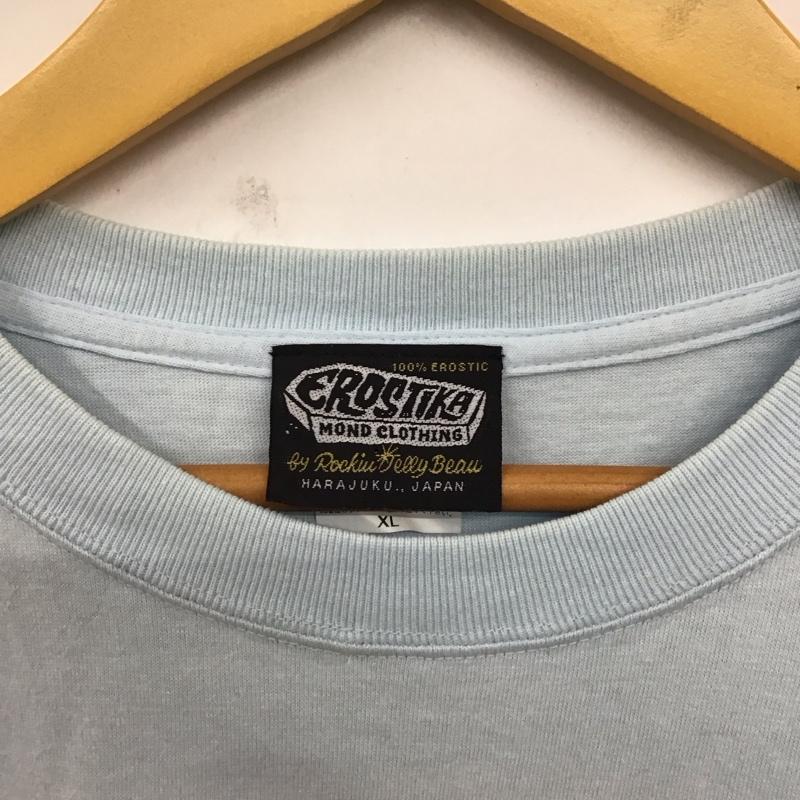 エロスティカ EROSTiKA Tシャツ 半袖 クルーネック コットン XL プリント 水色 / ライトブルー /  メンズ USED 古着 中古 10123377
