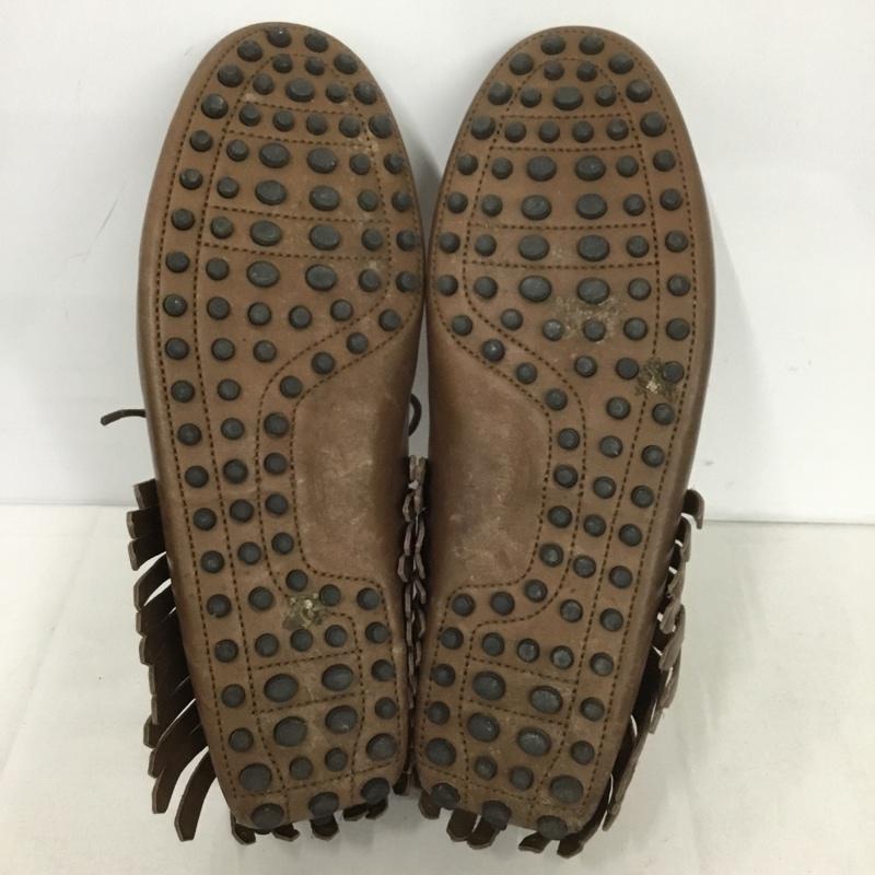 トッズ TOD S カジュアルシューズ カジュアルシューズ レザー フリンジ 81/2 箱有 無地 茶 / ブラウン /  メンズ USED 古着 中古 10142715