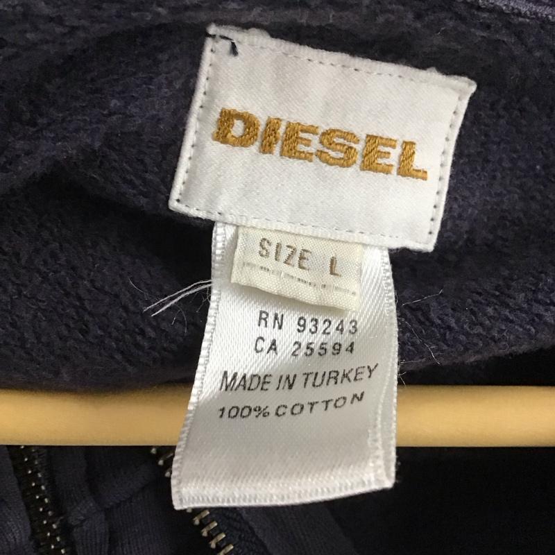 ディーゼル DIESEL パーカー 長袖 長袖パーカー ジップアップパーカー スウェット L プリント 紺 / ネイビー /  メンズ USED 古着 中古 10141898