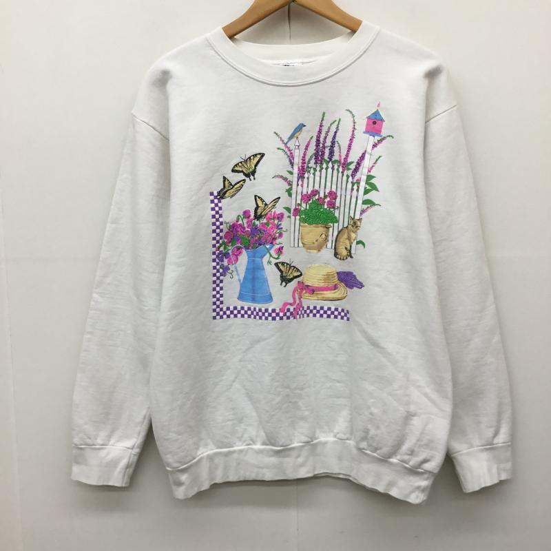 ユーズドクロージング used clothes トレーナー 長袖 USA製 M 花柄 白 / ホワイト /  レディース USED 古着 中古 10142211
