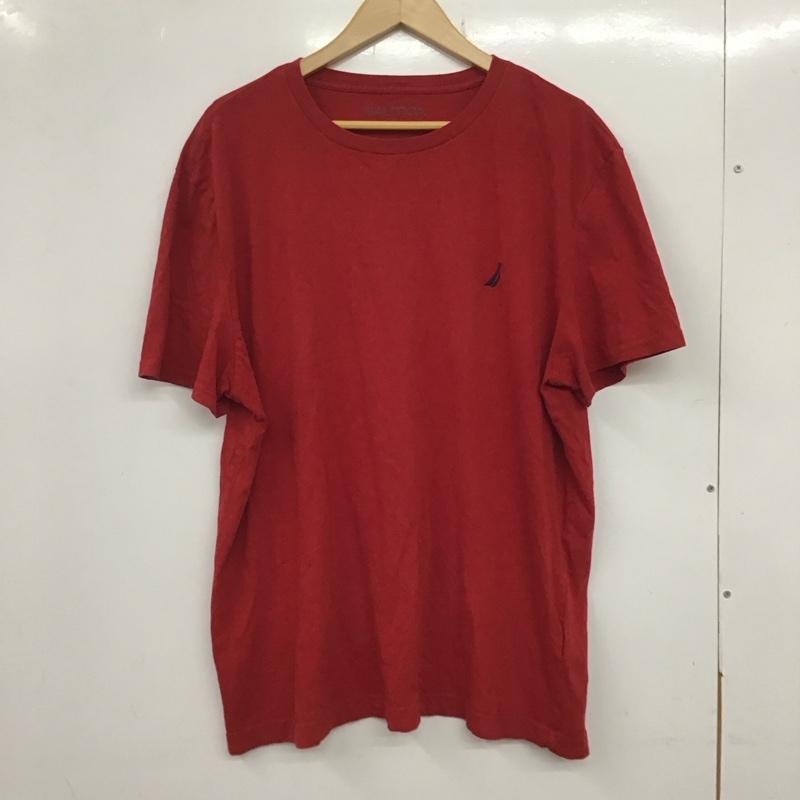 ノーティカ NAUTICA Tシャツ 半袖 半袖カットソー プリントTシャツ クルーネックカットソー XL ロゴ、文字 赤 / レッド /  メンズ USED 古着 中古 10134028