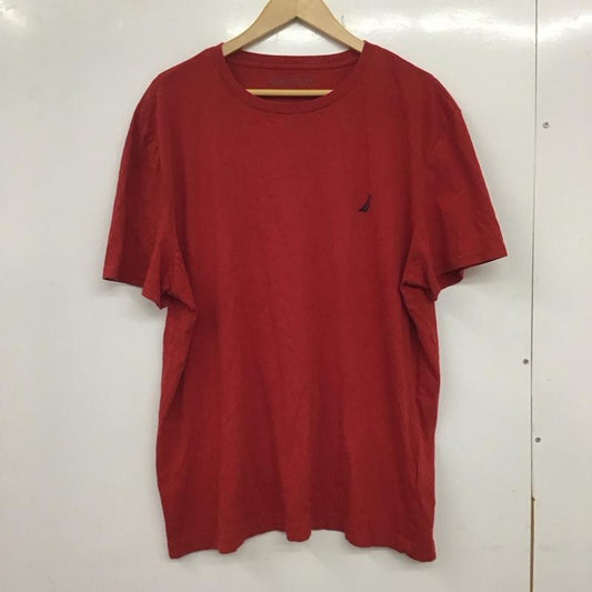 ノーティカ NAUTICA Tシャツ 半袖 半袖カットソー プリントTシャツ クルーネックカットソー XL ロゴ、文字 赤 / レッド /  メンズ USED 古着 中古 10134028