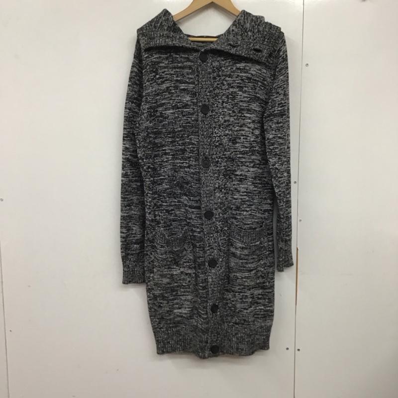 ノーアイディー NO ID. カーディガン 長袖 844010-844k ロングカーディガン フード付きニットカーディガン 2 総柄 白 / ホワイト / X 黒 / ブラック /  メンズ USED 古着 中古 10141326