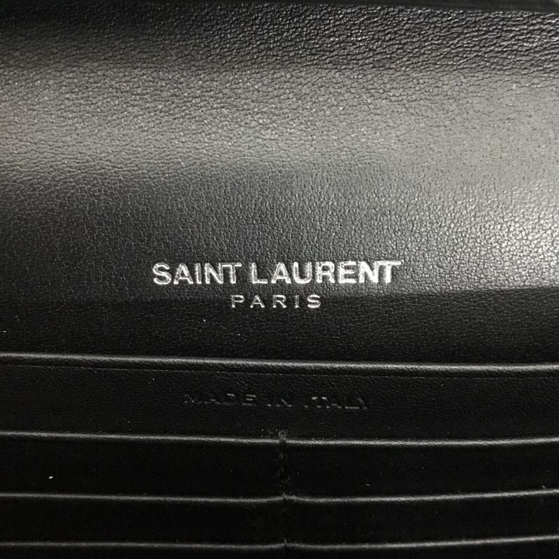 サンローラン SAINTLAURENT 財布 長財布 モノグラム チェーン ウォレット 箱有 ロゴ、文字 青 / ブルー / X 銀 / シルバー /  レディース USED 古着 中古 10147570