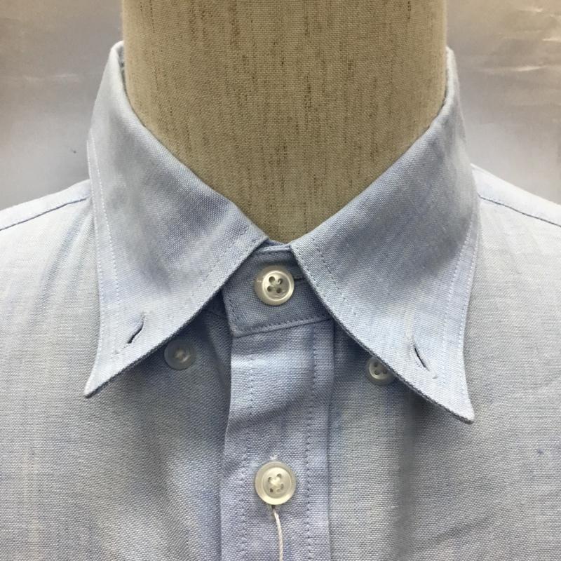 アトモスラボ ATMOS LAB シャツ、ブラウス 長袖 長袖シャツ カラーシャツ ポケットシャツ 長袖カットソー ボタンダウンシャツ M 無地 青 / ブルー /  メンズ USED 古着 中古 10117697