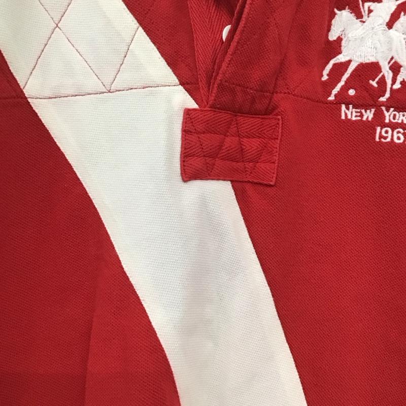 ラルフローレン RALPHLAUREN ポロシャツ 長袖 長袖ポロシャツ 長袖カットソー カラーシャツ M ロゴ、文字 白 / ホワイト / X 赤 / レッド /  メンズ USED 古着 中古 10134010