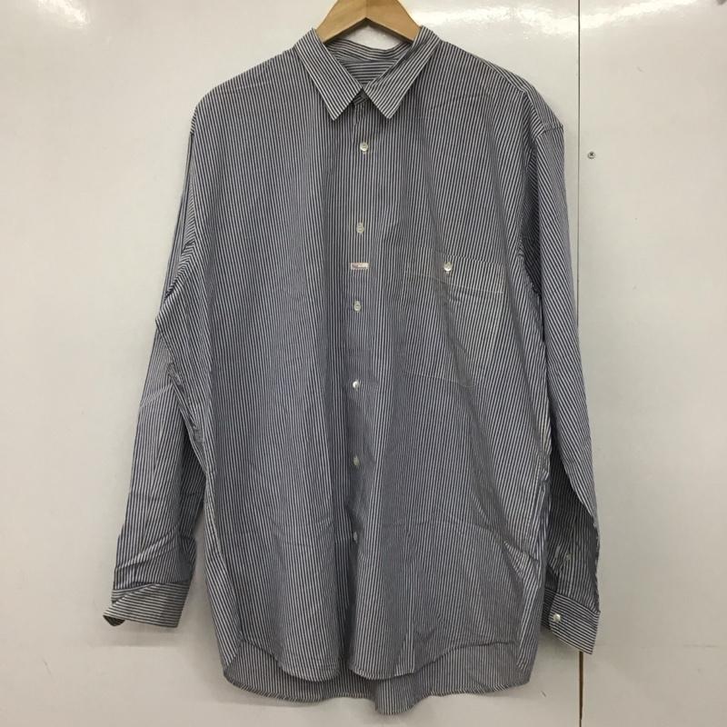 パパス PAPAS シャツ、ブラウス 長袖 長袖シャツ ストライプシャツ カラーシャツ L ストライプ 白 / ホワイト / X 青 / ブルー /  メンズ USED 古着 中古 10141024