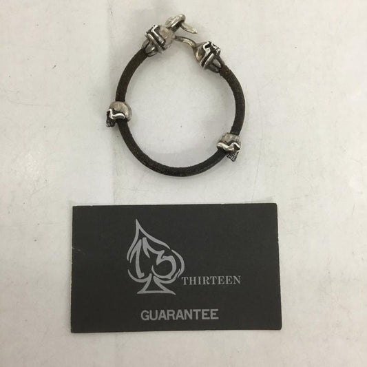 古着 USED アクセサリー ブレスレット、バングル THIRTEEN DESIGNS スカル ドクロ レザー スカル 銀 / シルバー / X 茶 / ブラウン /  メンズ USED 古着 中古 10139984