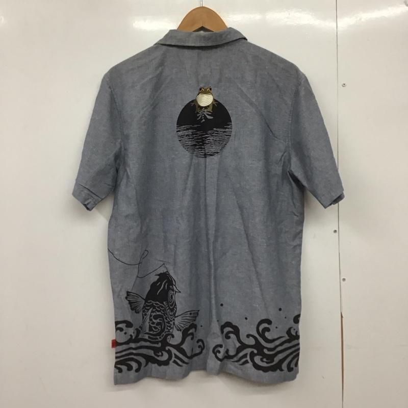サンマルイチ 参丸一 シャツ、ブラウス 半袖 半袖シャツ プリントシャツ ポケットシャツ XL プリント インディゴ / インディゴ /  メンズ USED 古着 中古 10150258