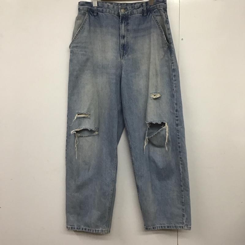 ザラ ZARA パンツ デニム、ジーンズ デニムパンツ ワイドパンツ カジュアルパンツ 40 ダメージ加工 インディゴ / インディゴ /  メンズ USED 古着 中古 10144502