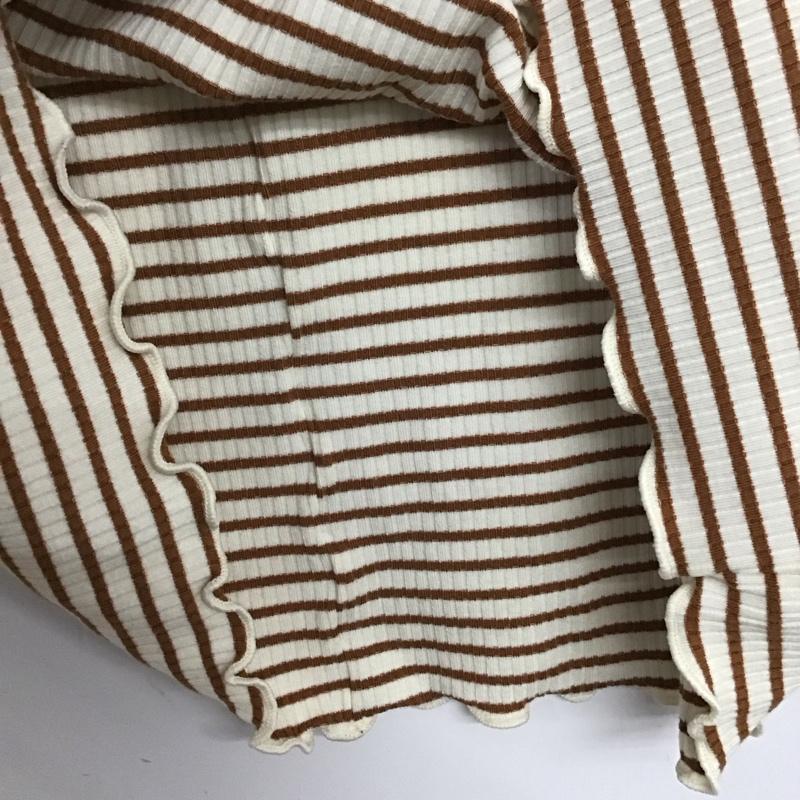 ローリーズファーム LOWRYS FARM カットソー 長袖 長袖カットソー ボーダープリントカットソー FREE ボーダー柄 白 / ホワイト / X 茶 / ブラウン /  レディース USED 古着 中古 10142692