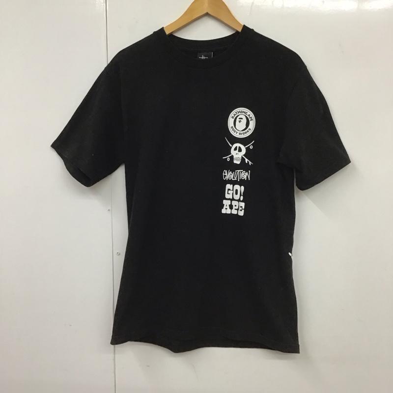 ステューシー STUSSY Tシャツ 半袖 半袖カットソー 無地Tシャツ クルーネックカットソー bathingape 2010年 S プリント 黒 / ブラック /  メンズ USED 古着 中古 10131529