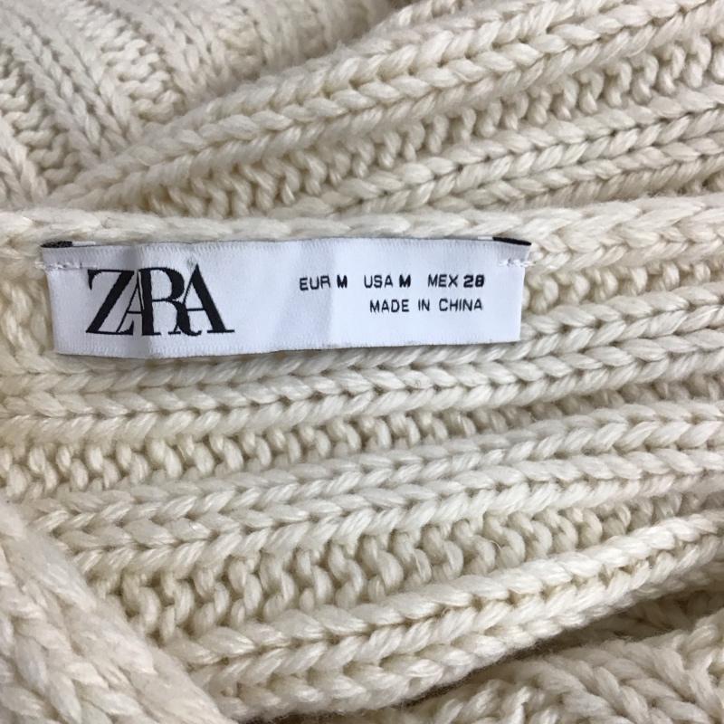 ザラ ZARA ニット、セーター 七分袖 6873 108 712 アシンメトリー ポンチョ M 無地 アイボリー / アイボリー /  レディース USED 古着 中古 10119631