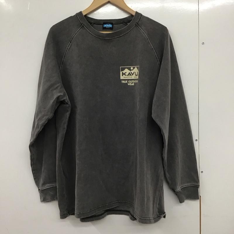 カブー KAVU カットソー 長袖 長袖カットソー プリントカットソー クルーネック ラグラン M ロゴ、文字 灰 / グレー /  メンズ USED 古着 中古 10132290