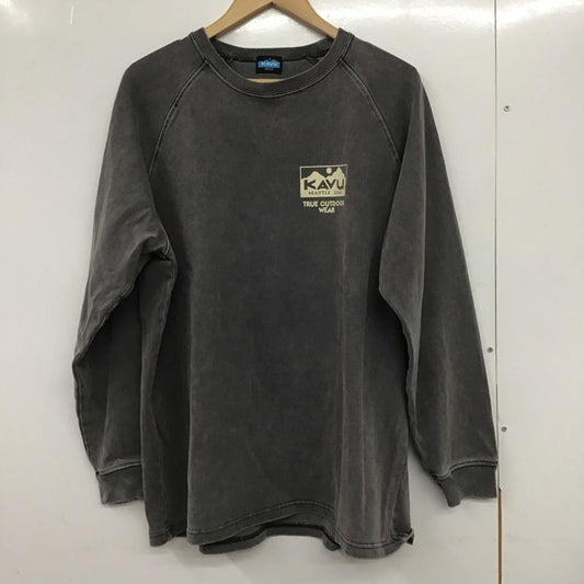 カブー KAVU カットソー 長袖 長袖カットソー プリントカットソー クルーネック ラグラン M ロゴ、文字 灰 / グレー /  メンズ USED 古着 中古 10132290