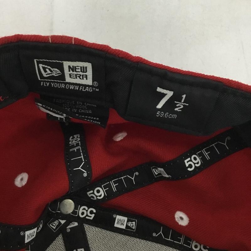 ニューエラ NEW ERA 帽子 キャップ NY ニューヨークヤンキース 59FIFTY 59.6cm ロゴ、文字 赤 / レッド /  メンズ USED 古着 中古 10134284