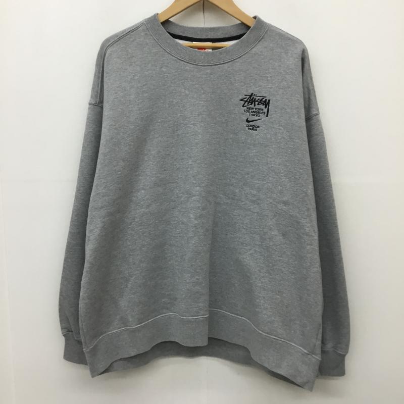 ナイキ NIKE トレーナー 長袖 DC4198-050 NIKE×STUSSY 21ss Fleece Crew Sweatshirt L ロゴ、文字 灰 / グレー /  メンズ USED 古着 中古 10143902