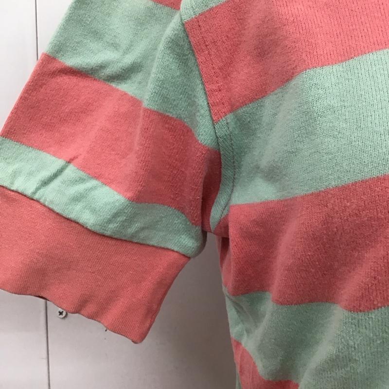 ラルフローレン RALPHLAUREN ポロシャツ 半袖 半袖ポロシャツ カラーシャツ 半袖カットソー M ボーダー柄 桃 / ピンク / X 水色 / ライトブルー /  レディース USED 古着 中古 10113816