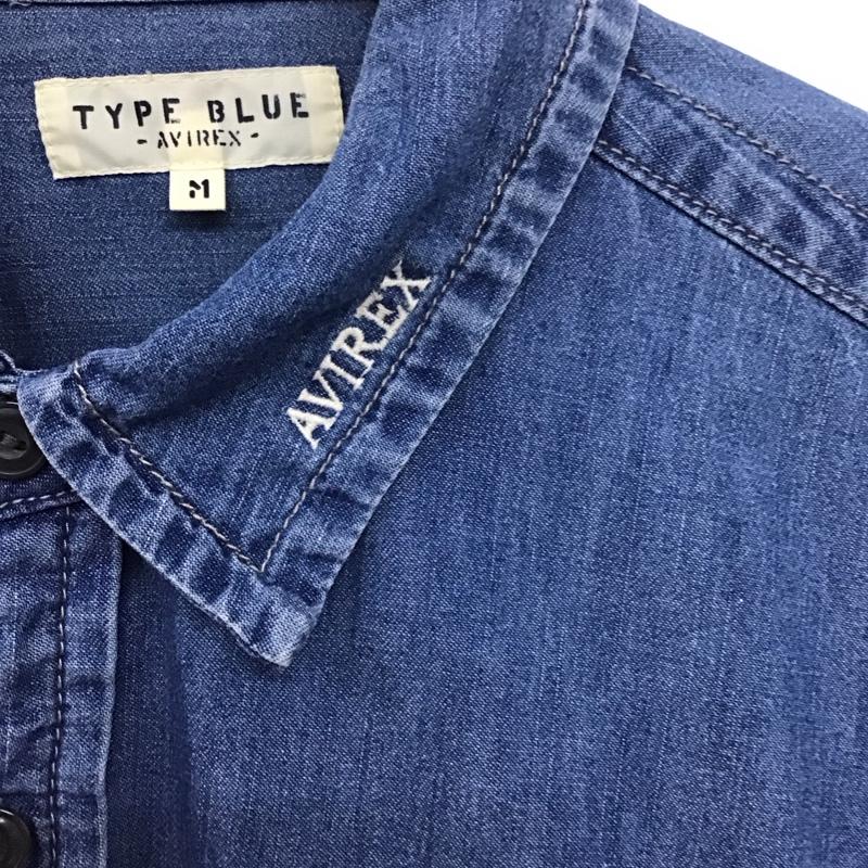 アヴィレックス AVIREX シャツ、ブラウス 長袖 長袖シャツ 無地シャツ カラーシャツ デニムシャツ M 無地 インディゴ / インディゴ /  メンズ USED 古着 中古 10135879