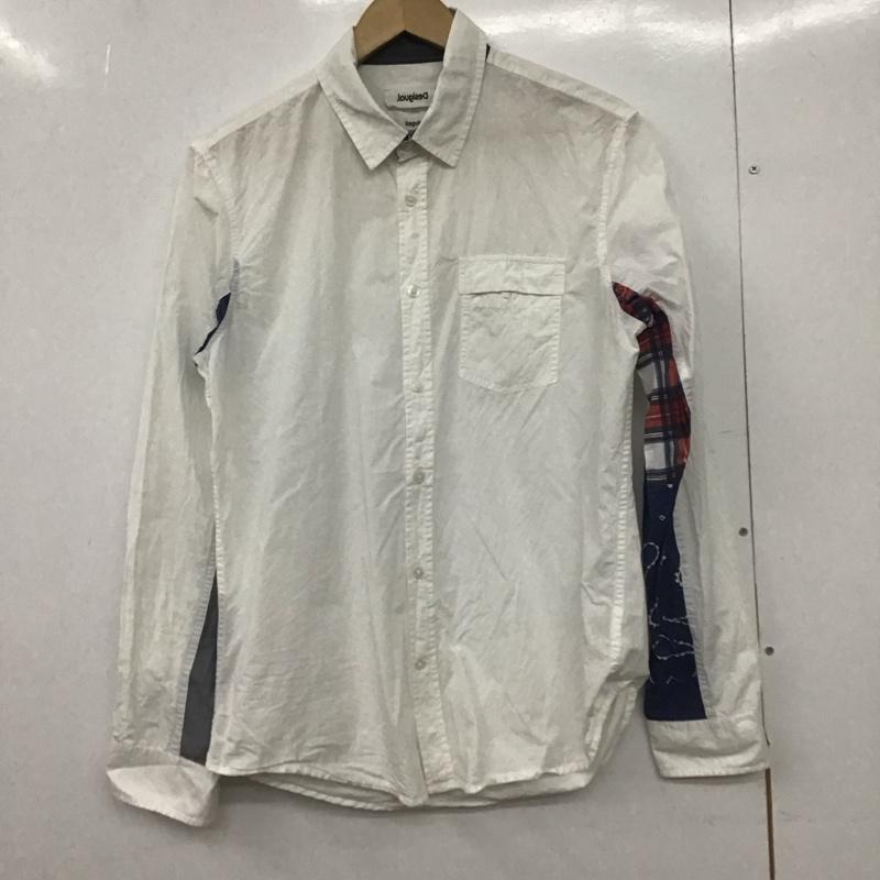 デシグアル Desigual シャツ、ブラウス 長袖 長袖シャツ チェックシャツ カラーシャツ S チェック 白 / ホワイト /  メンズ USED 古着 中古 10147978