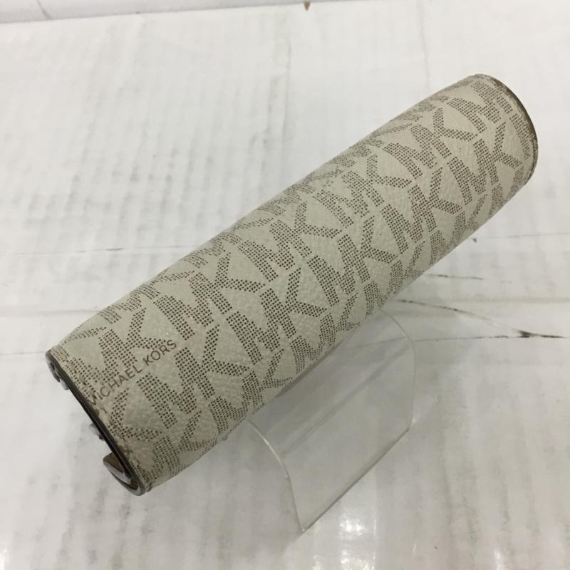 マイケルコース MICHAEL KORS 財布 二つ折り 35F8GTVF28 L字ファスナー ロゴ、文字 白 / ホワイト / X 茶 / ブラウン /  レディース USED 古着 中古 10109905