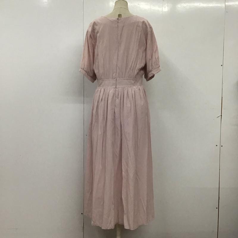 メルロープリュス merlot plus ワンピース ロングスカート 半袖 Vネック 無地 桃 / ピンク /  レディース USED 古着 中古 10115497