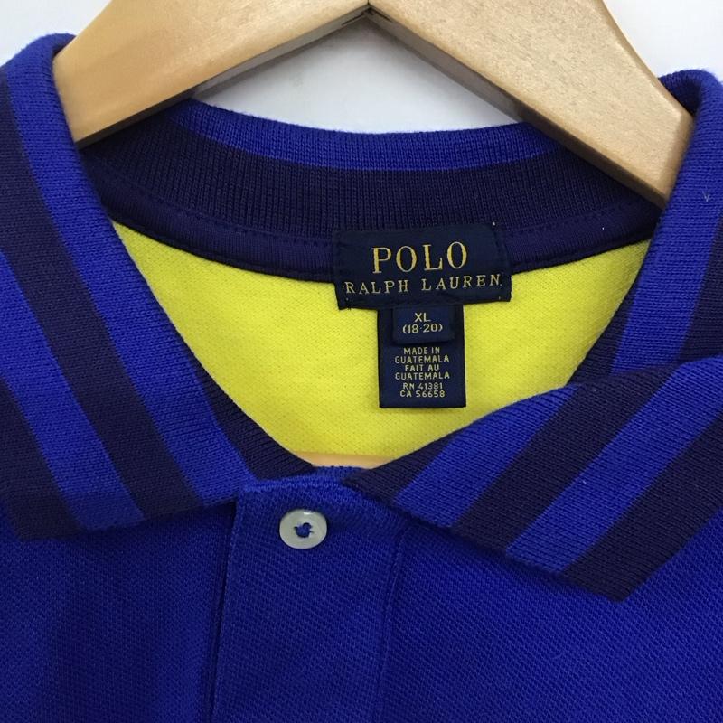 ポロラルフローレン POLO RALPH LAUREN ポロシャツ 半袖 半袖ポロシャツ カラーシャツ 半袖カットソー XL ロゴ、文字 青 / ブルー /  メンズ USED 古着 中古 10141225