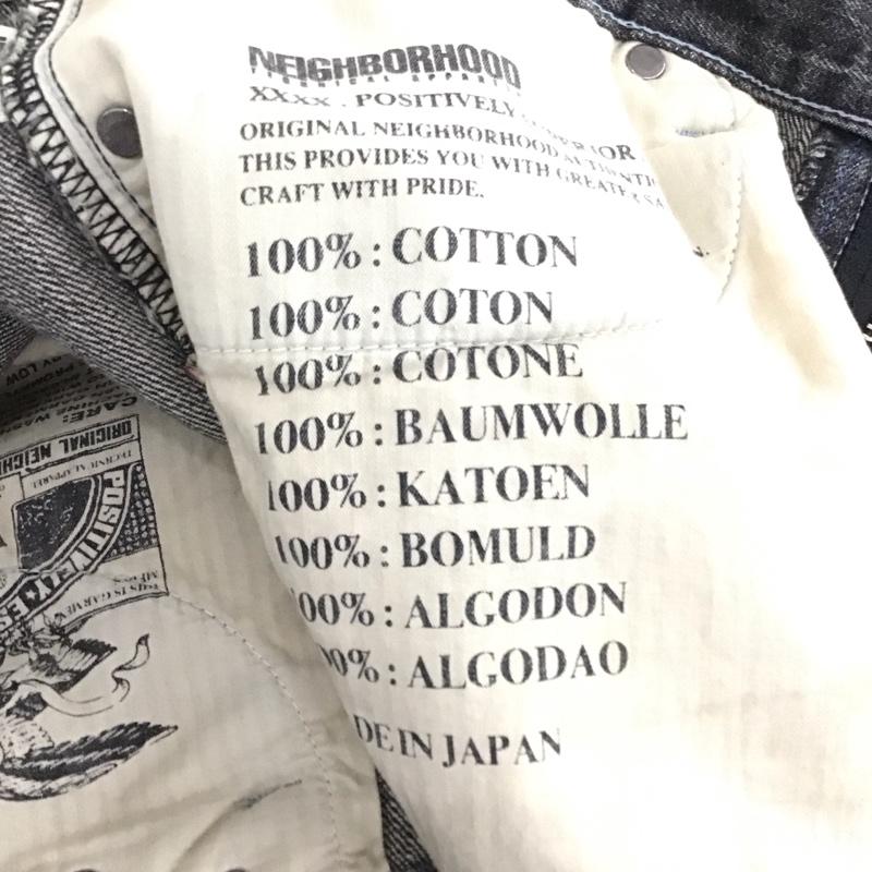 ネイバーフッド NEIGHBORHOOD パンツ デニム、ジーンズ デニムパンツ ワイドパンツ ストレッチパンツ L ロゴ、文字 X ダメージ加工 黒 / ブラック /  メンズ USED 古着 中古 10132703